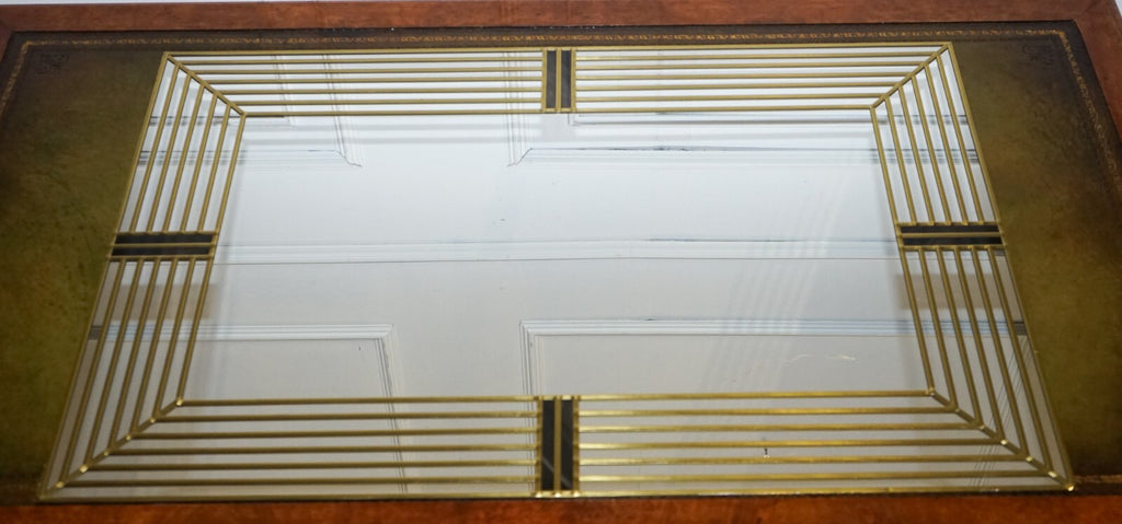 DECORATIVE ART DECO STYLE HAND LEADED GOLDEN WALL MIRROR BY LAWSON GLASSWORKS