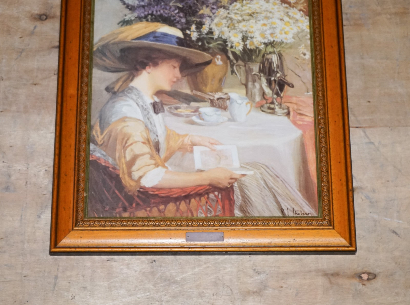 VINTAGE PRINT PAINTING ''SUMMER DAYS'' BY ROBERT STUBNER WOODEN FRAME 63 X 52 CM