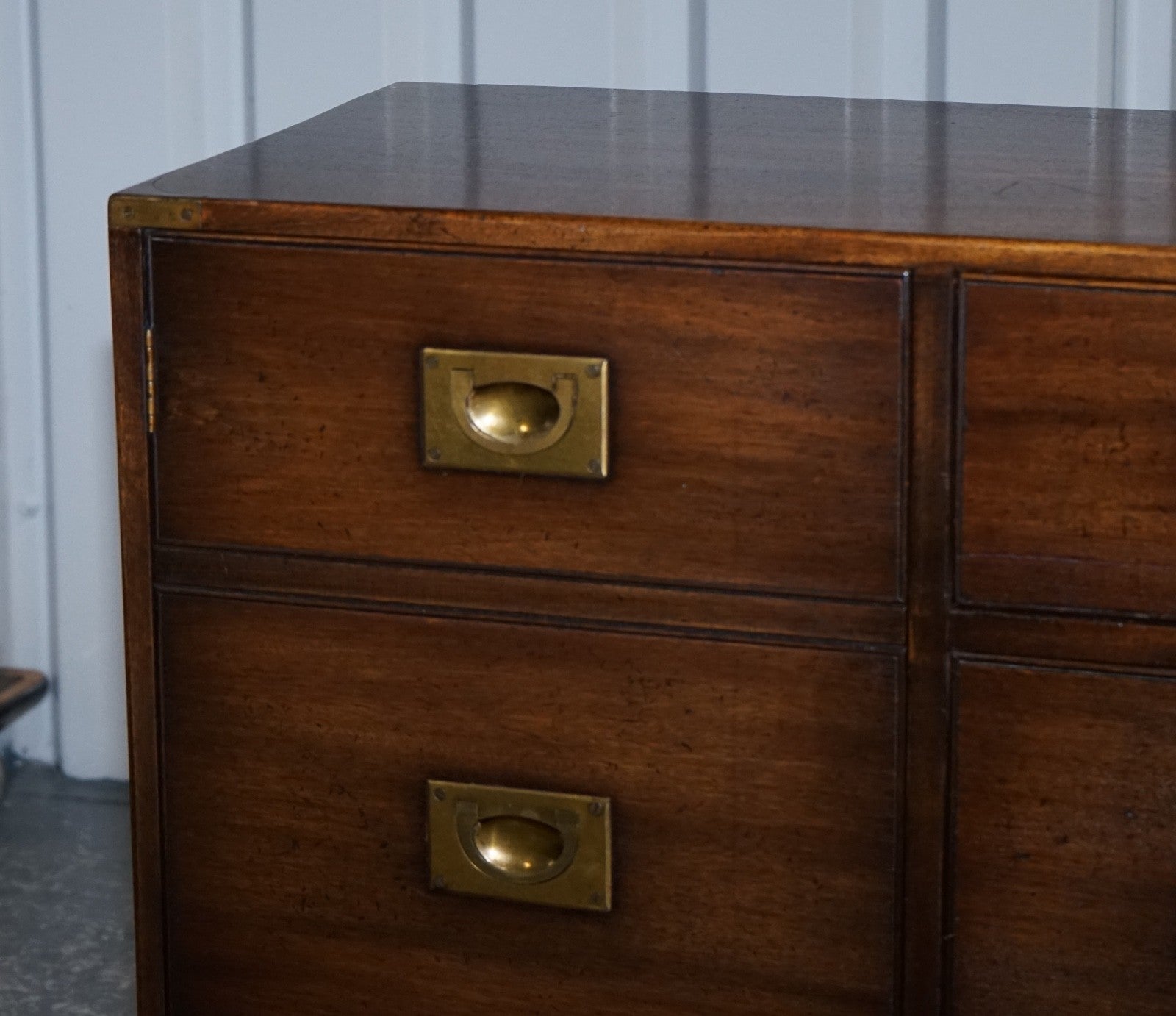 1950'S BRITISH BEVAN FUNNELL MILITARY CAMPAIGN SIDEBOARD BRASS FITTINGS