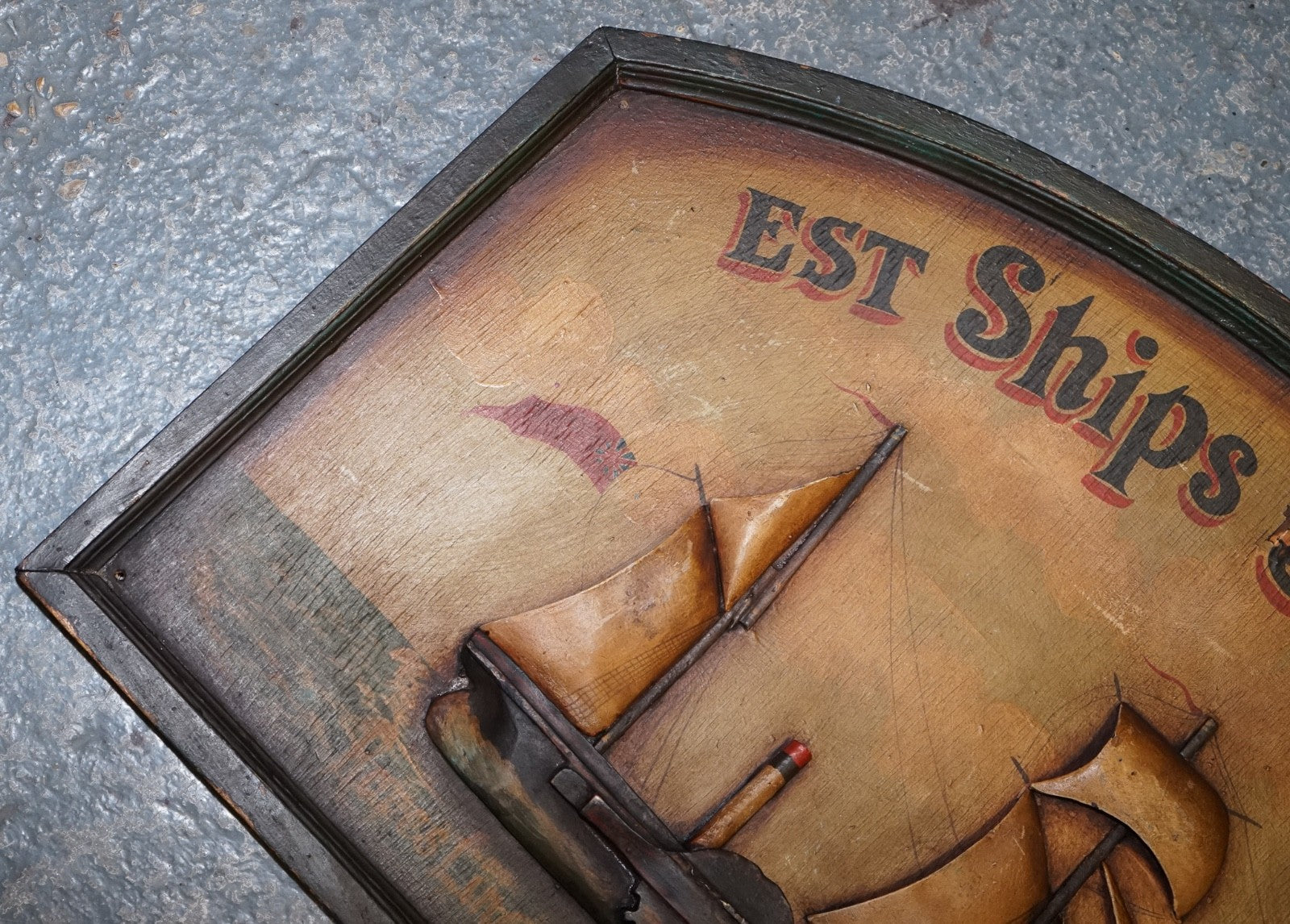 ORGINAL 1960'S PUB SIGN HAND PAINTED ''EST SHIPS STORES 1851'' SOLID WOOD