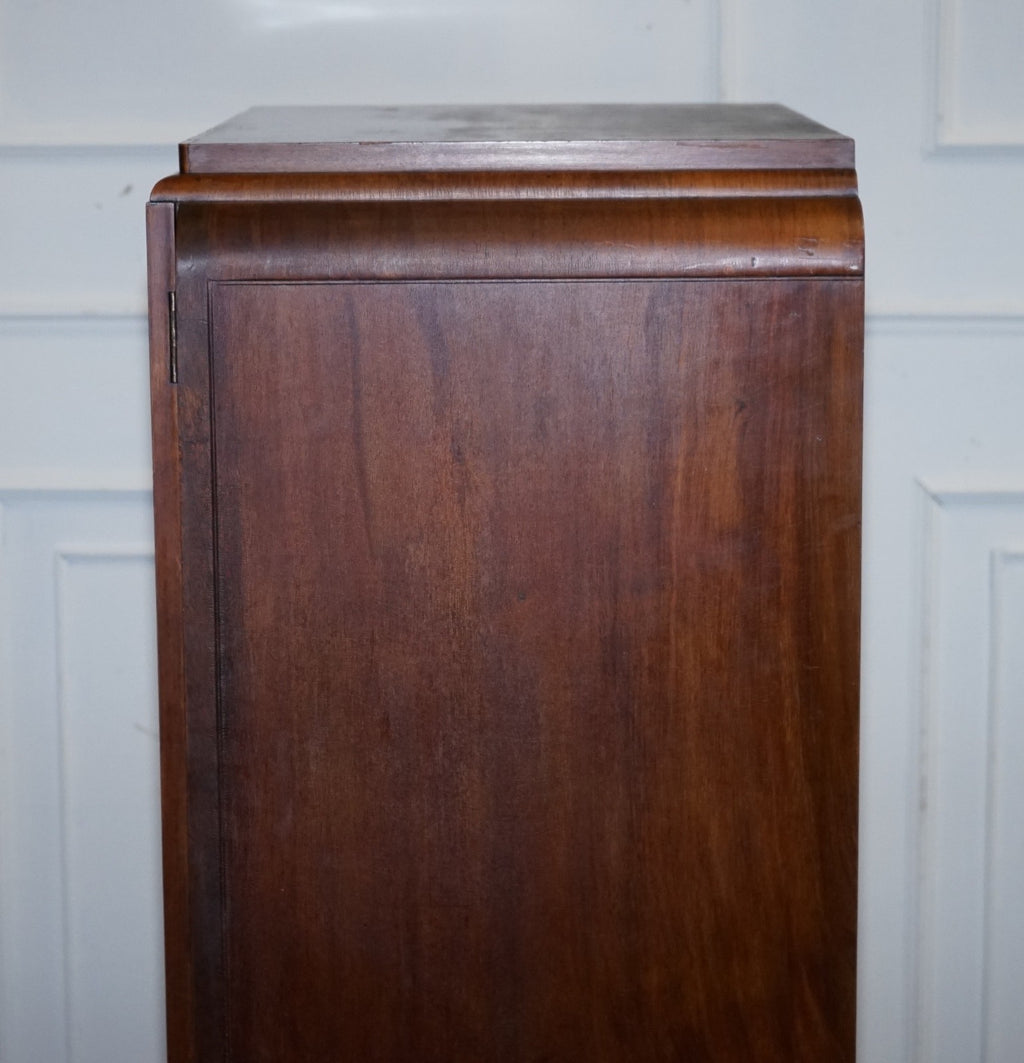 STUNNING ART DECO 1920'S PETITE BURR WALNUT TWO DOOR WARDROBE OR AMOIRE