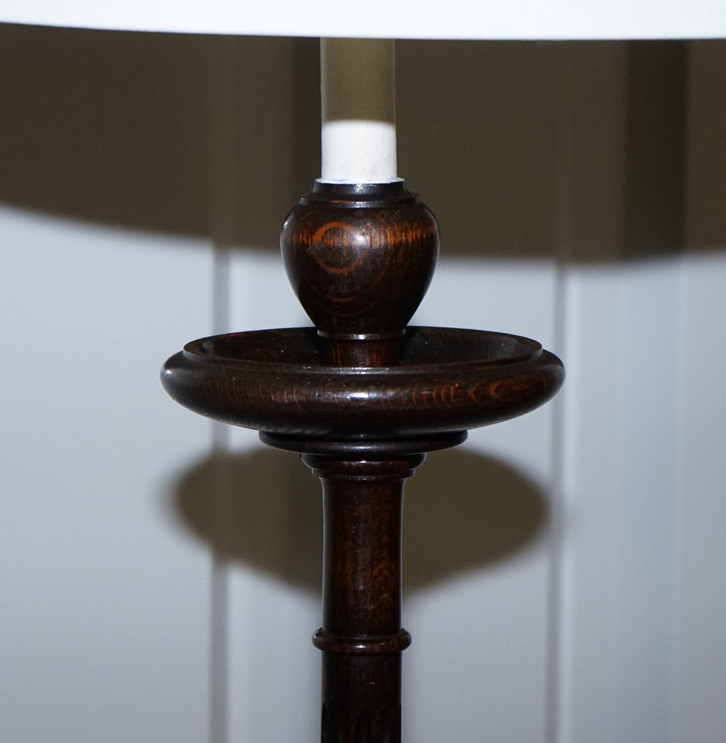 ANTIQUE SCOTTISH VICTORIAN OAK FLOOR READING LIBRARY FLOOR LAMP