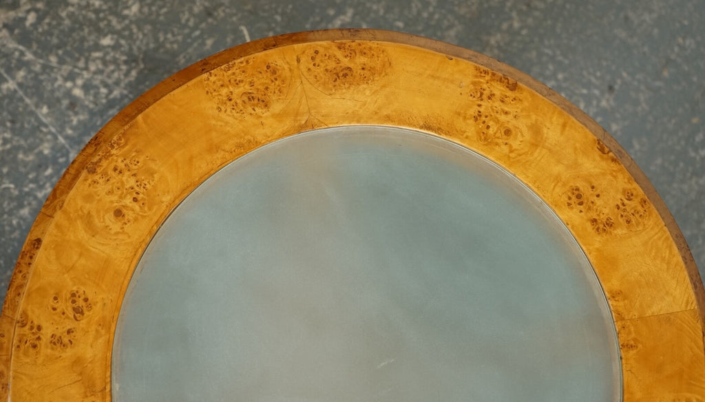 ART DECO BURR WALNUT CIRCULAIR PEDESTAL ROUND CONSOLE CENTER TABLE J1