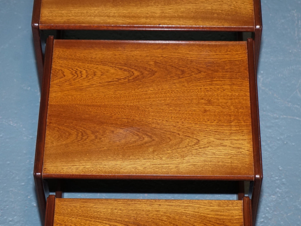BRITISH G PLAN MID CENTURY HARDWOOD TEAK NESTING TABLES SLEEK MINIMALIST