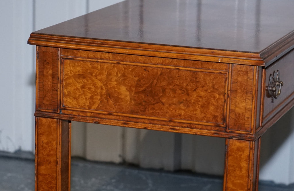 GEORGIAN STYLE BRIGHTS OF NETTLEBED LONDON BURR WALNUT CONSOLE TABLE