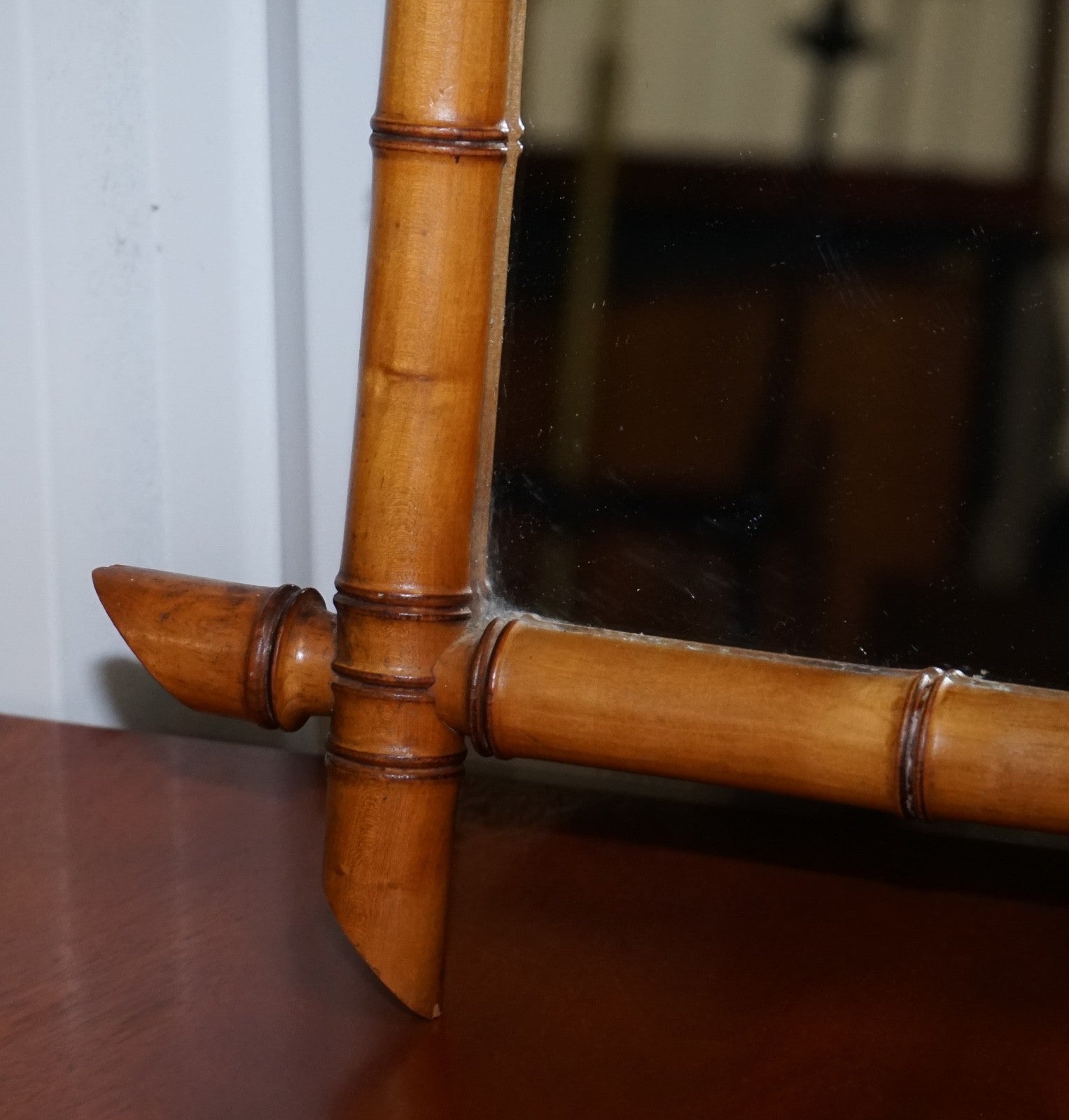 ANTIQUE FRENCH STYLE DECORATIVE FAUX BAMBOO WALL MIRROR