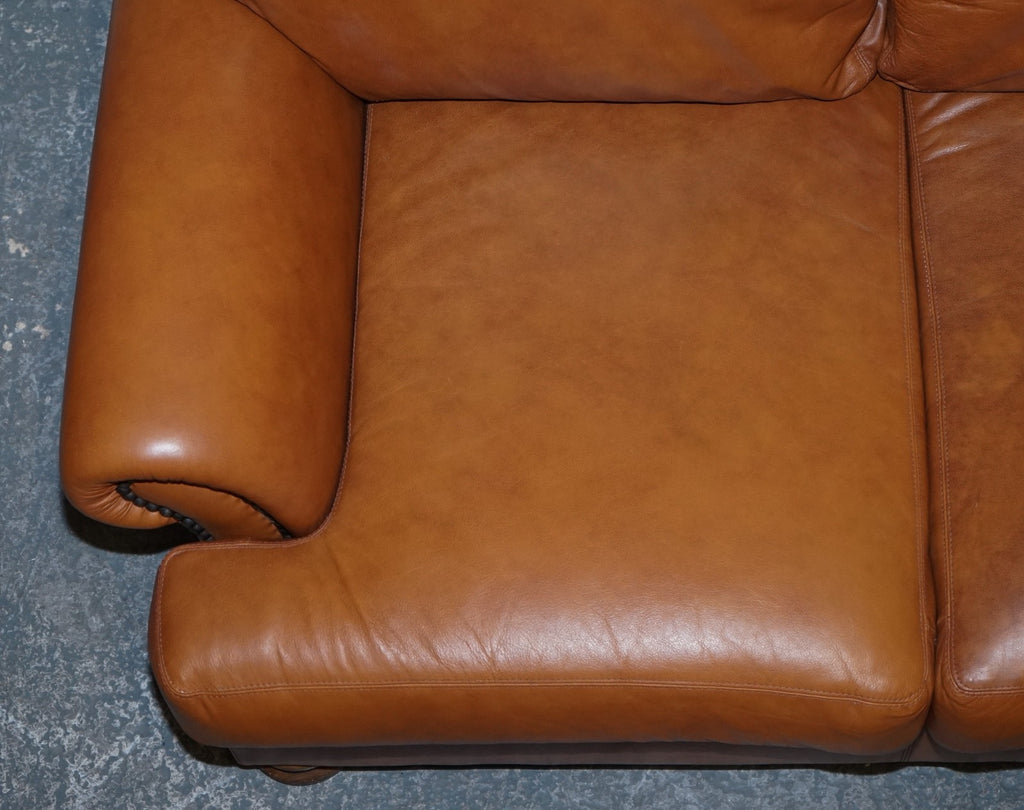 VINTAGE TETRAD CORDOBA TWO SEATER TAN LEATHER SOFA RETAILED BY JOHN LEWIS