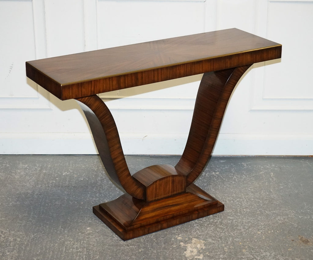 ART DECO EXOTIC MORADO & BRASS VANCUCCI SUNBURST CONSOLE BY THEODORE ALEXANDER