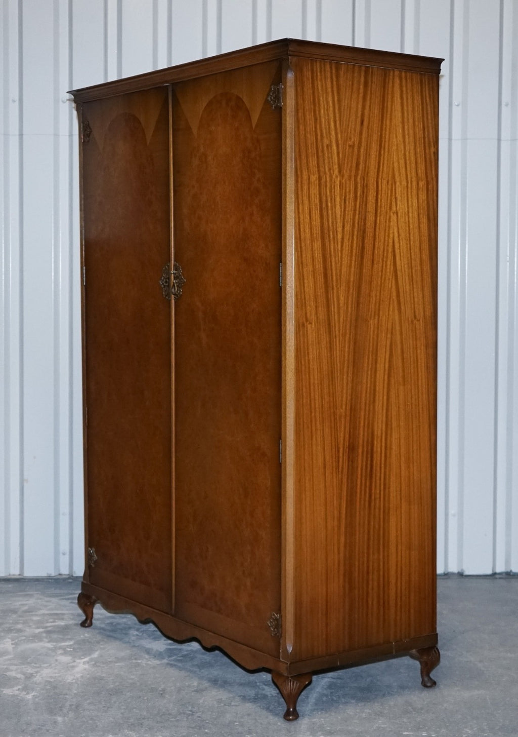 ART DECO STYLE ENGLISH WALNUT DOUBLE DOOR WARDROBE MADE BY DILLON, ENGLAND