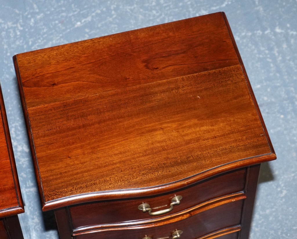 GEORGIAN REVIVAL STYLE SERPENTINE NIGHTSTANDS BEDSIDES BY BRIGHTS OF NETTLEBED