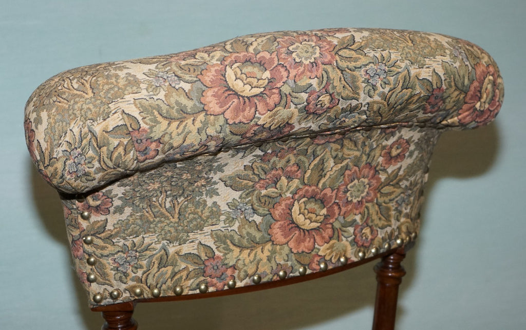 ANTIQUE VICTORIAN TAPESTRY NURSING CHAIR WITH FLORAL FLOWER DESIGN