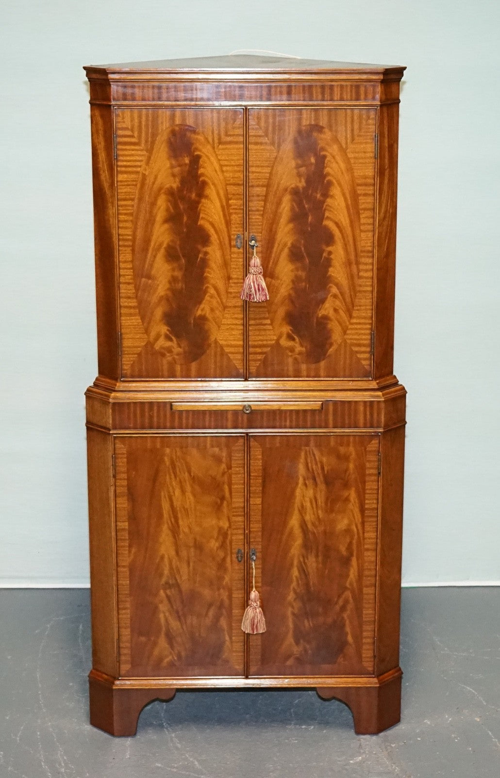 VINTAGE ENGLISH N. NORMAN LTD HARDWOOD CORNER CABINET