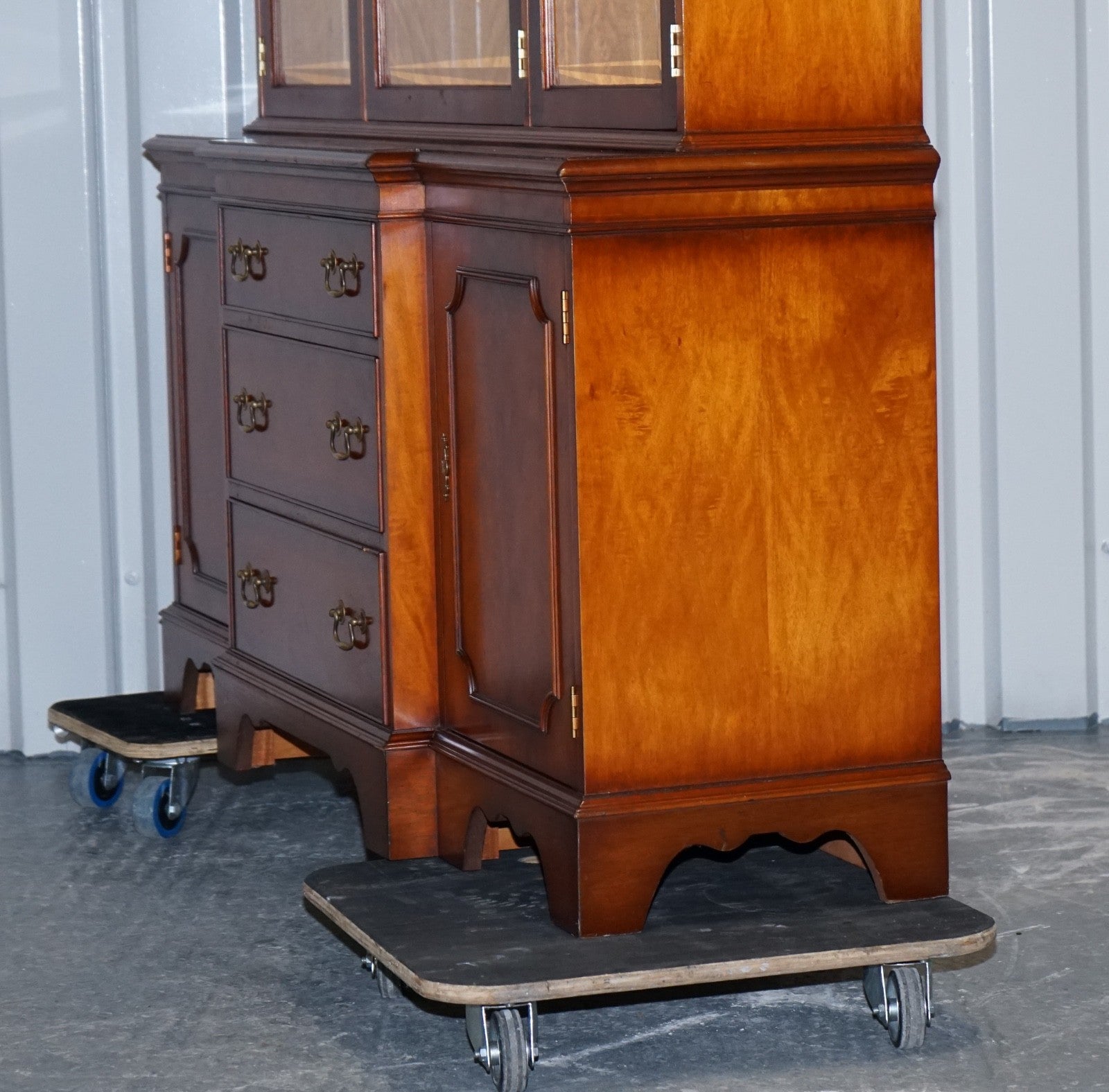 VINTAGE YEW WOOD DISPLAY CABINET MADE BY BRADLEY ENGLAND