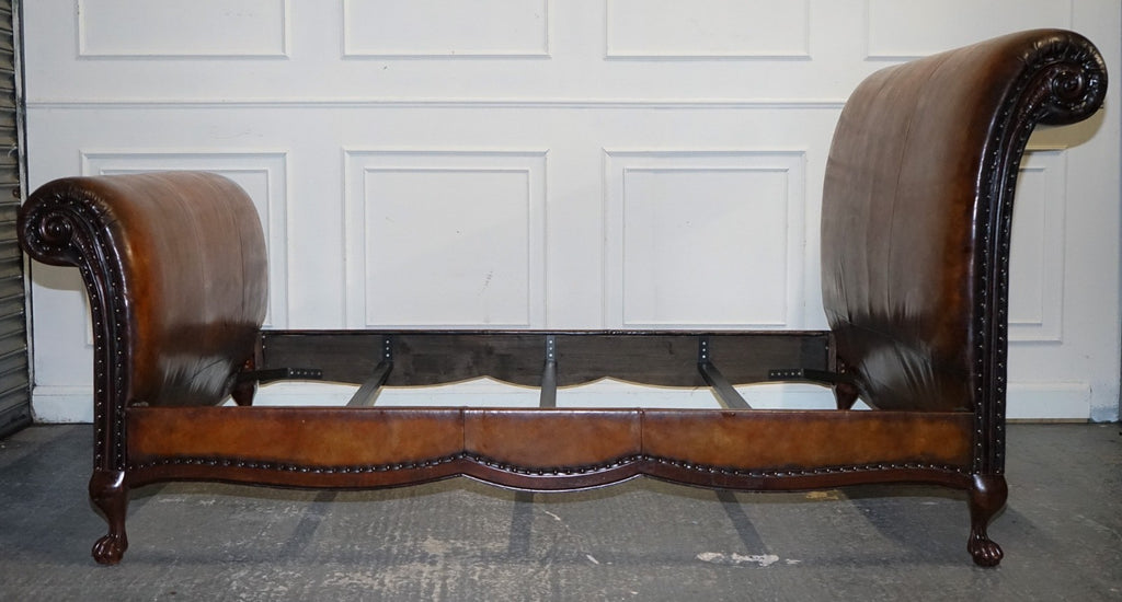 KINGSIZE HAND DYED LEATHER BONAPARTE CARVED BED AND SO TO BED RRP £14,000