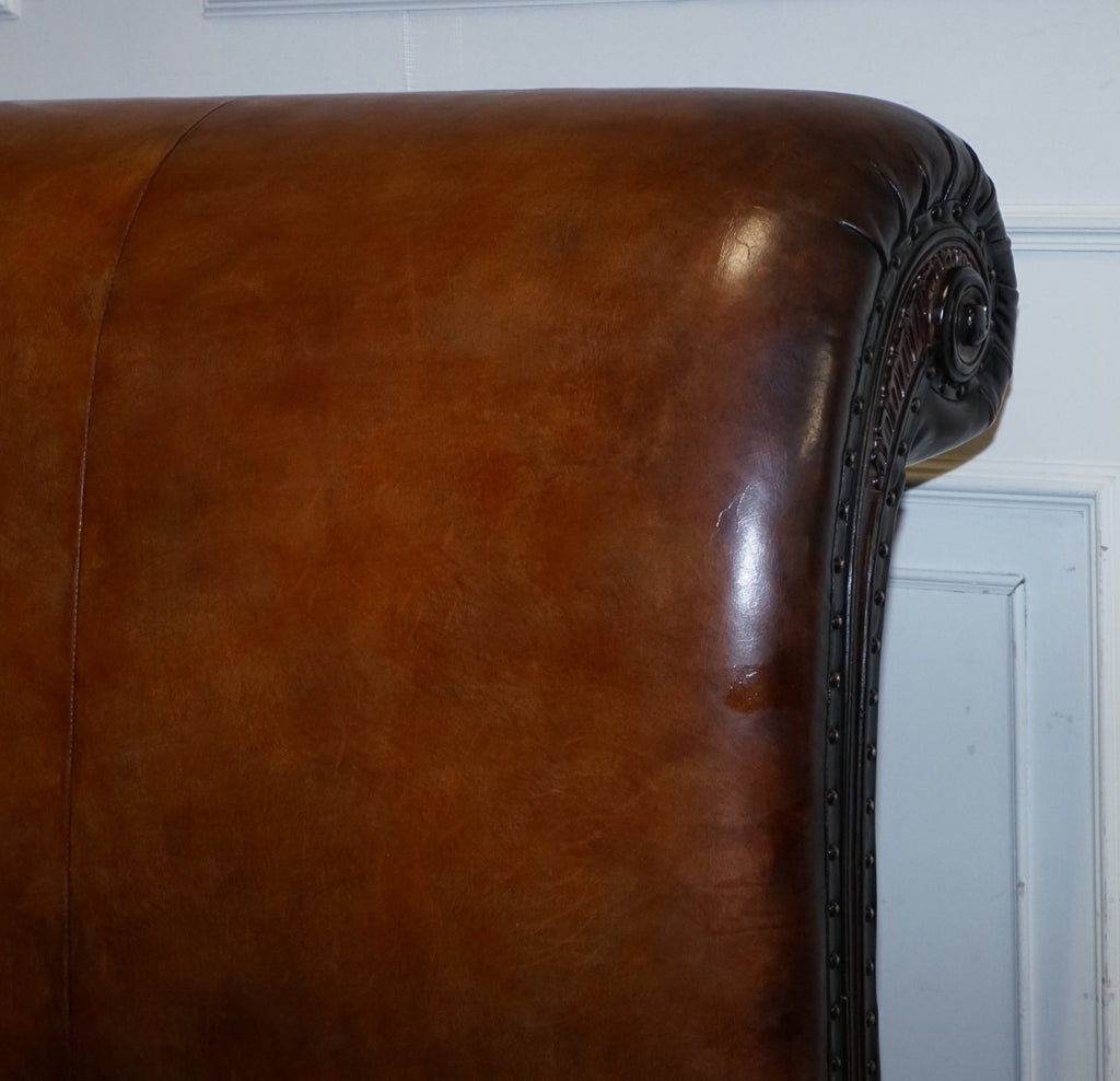 KINGSIZE HAND DYED LEATHER BONAPARTE CARVED BED AND SO TO BED RRP £14,000