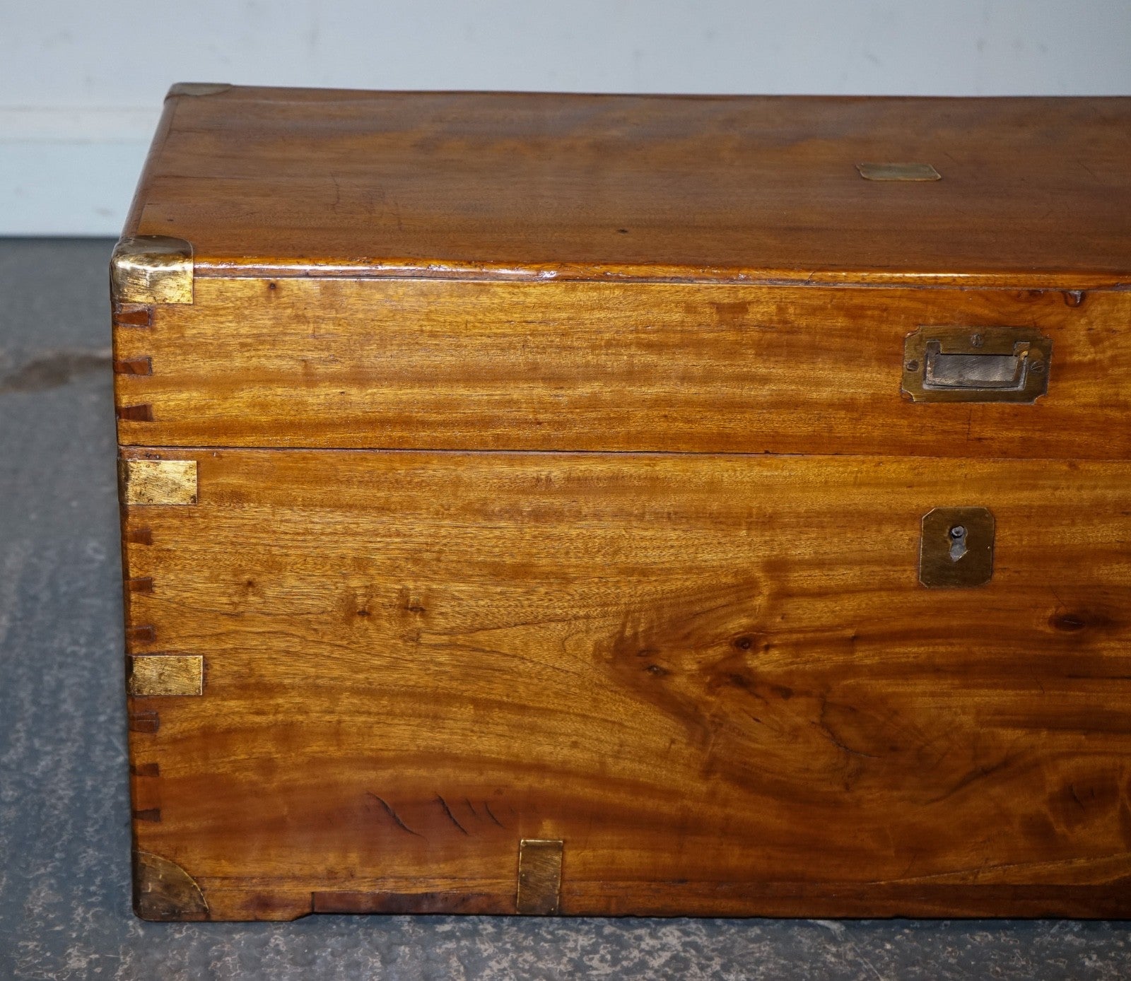 19TH CENTURY ENGLISH ANTIQUE FULLY RESTORED CAMPHOR WOOD CHEST STORAGE TRUNK