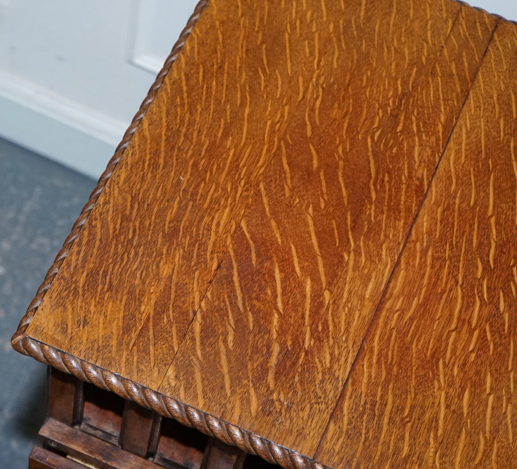 ANTIQUE SUBSTANTIAL OAK REVOLVING BOOKCASE WITH FOLDING READING STAND