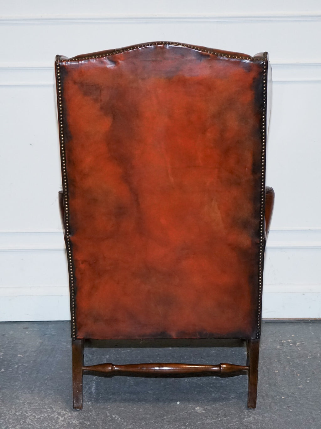 PAIR OF WILLIAM MORRIS FLAT ARM CHESTERFIELD WINGBACK BORDEAUX ARMCHAIRS