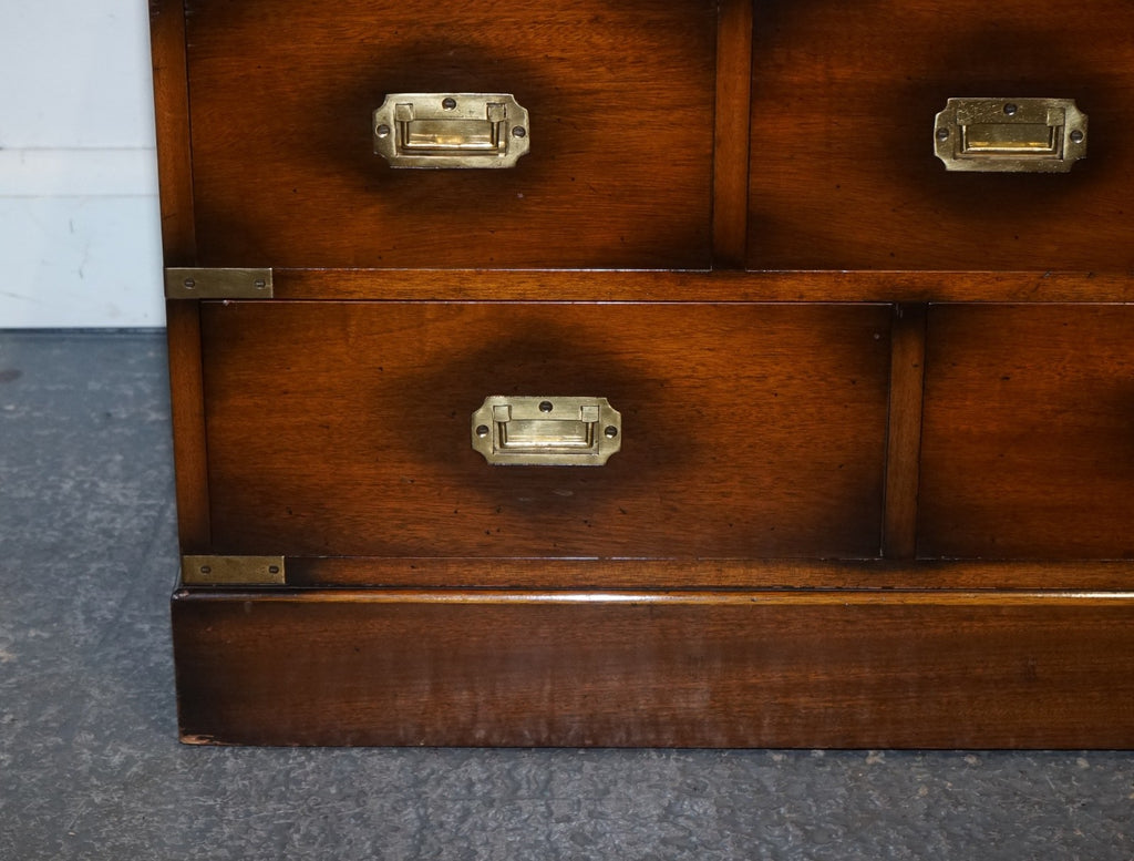 VINTAGE JANSEN OF LONDON MILITARY CAMPAIGN BRASS SIDEBOARD CHEST OF DRAWERS