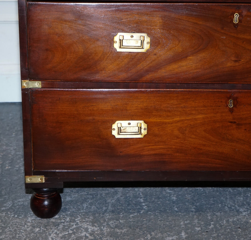 ANTIQUE VICTORIAN MILITARY CAMPAiGN CHEST OF GRADUATED DRAWERS