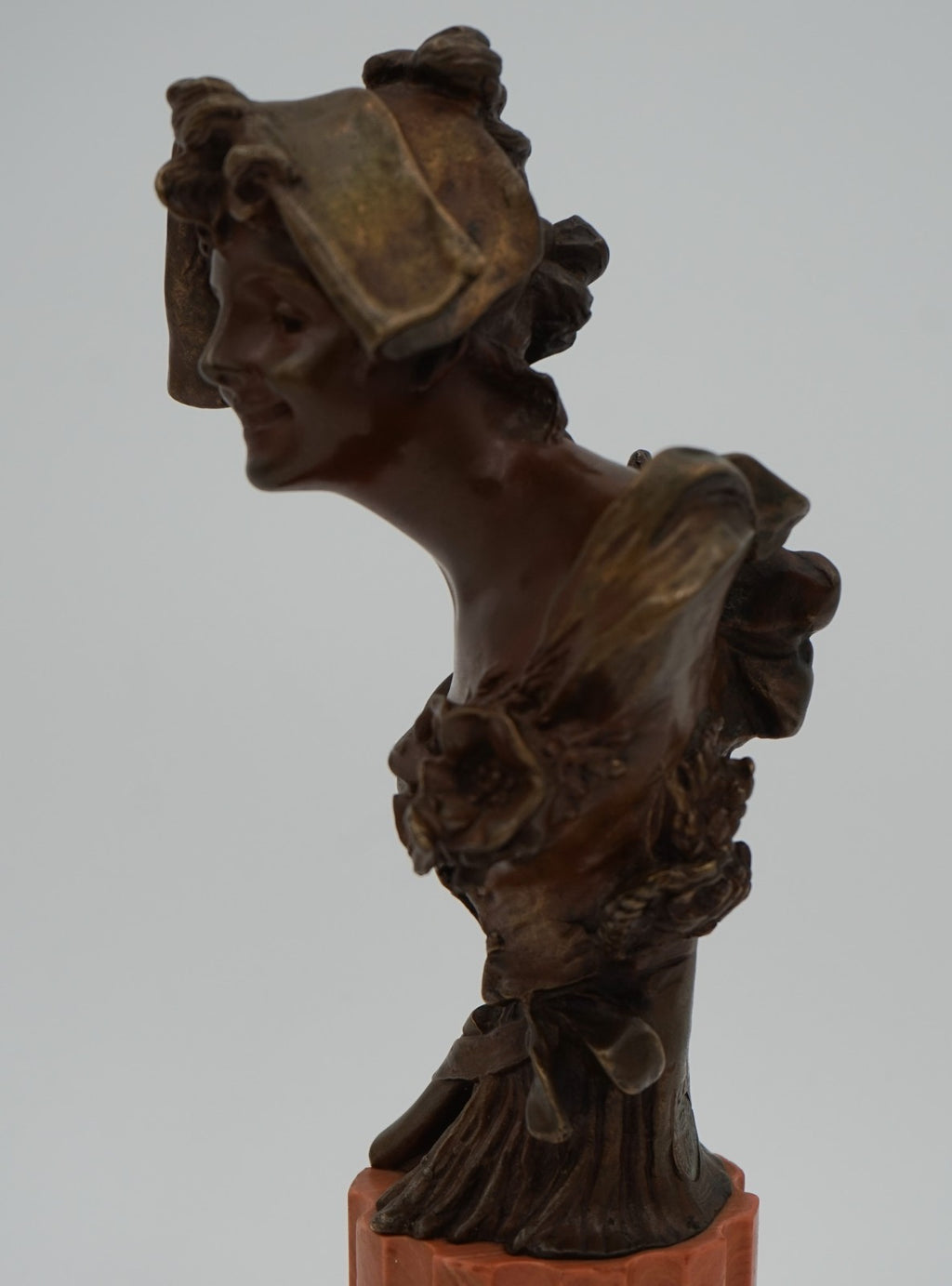 ANTIQUE 1885-1930 GEORGE VAN DER STRAETEN BRONZE BUST OF DUTCH LADY