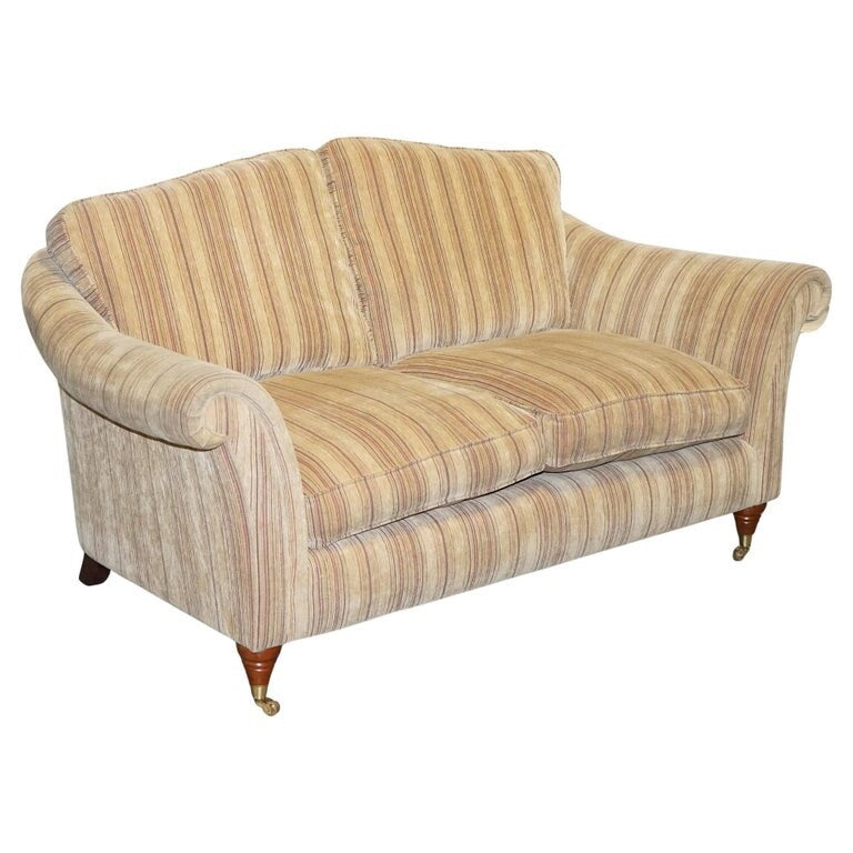 VINTAGE PARKER KNOLL WESTBURY 2 SEATER FABRIC SOFA WITH CASTOR FEET