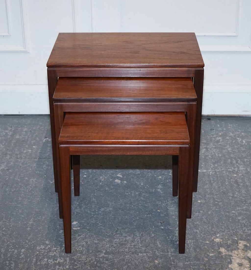 VINTAGE 1960'S DANISH MID CENTRY TEAK NEST OF THREE TABLES