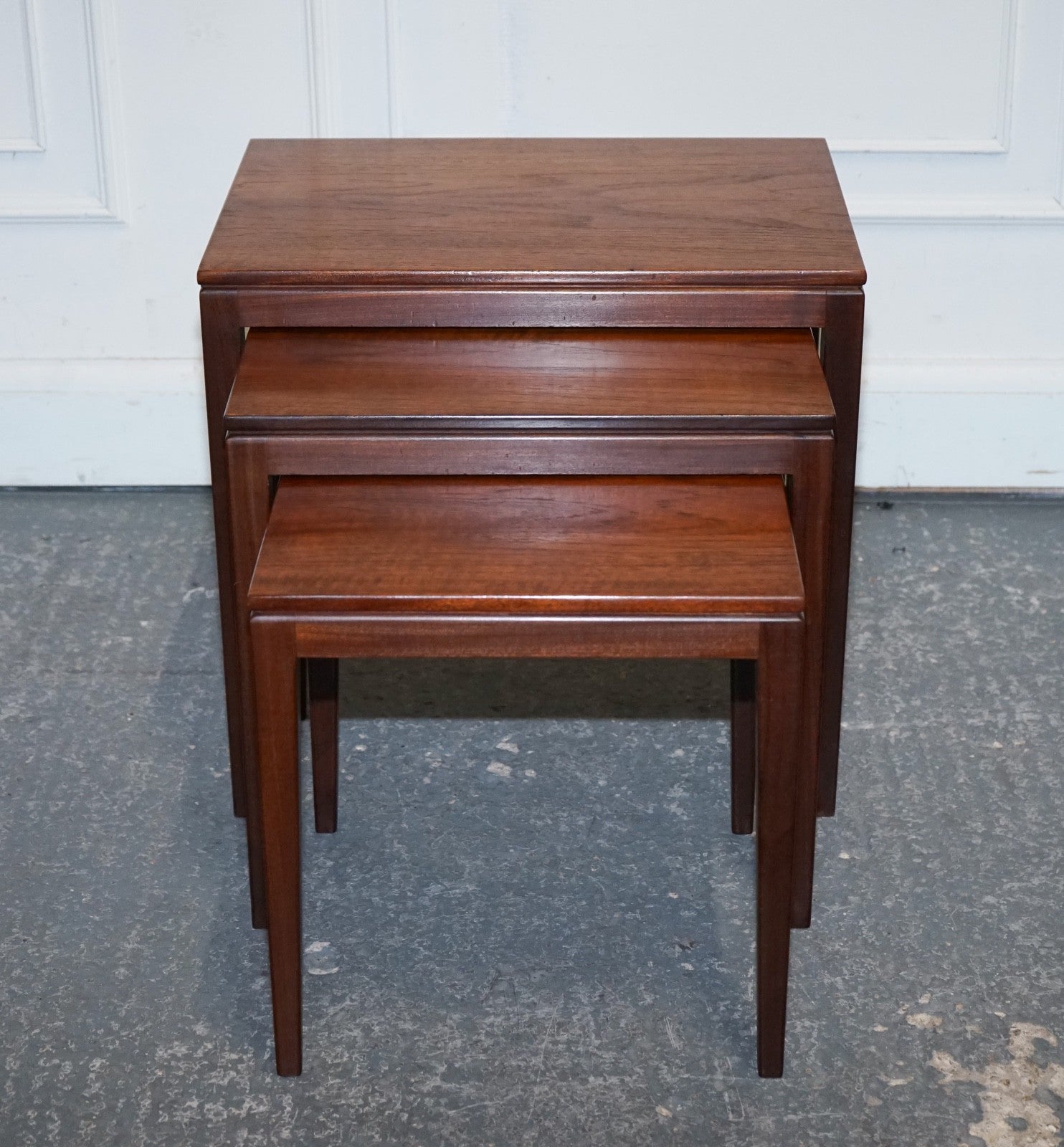 VINTAGE 1960'S DANISH MID CENTRY TEAK NEST OF THREE TABLES