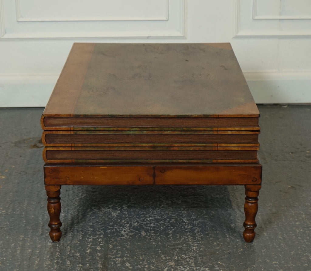 LOVELY VINTAGE FAUX STACK OF BOOKS COFFEE TABLE INTERNAL STORAGE J1
