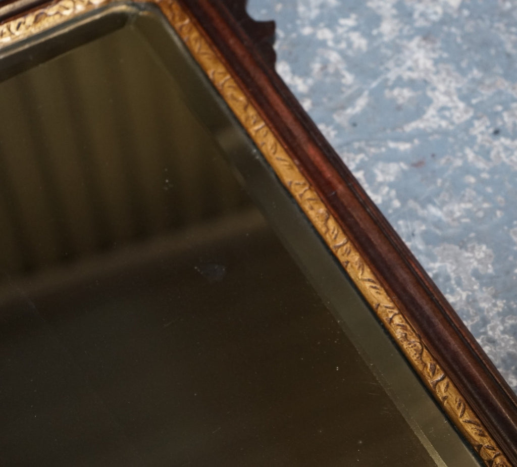 ANTIQUE 1760'S CHIPPENDALE STYLE  WALL MIRROR WITH GILTWOOD & PHOENIX