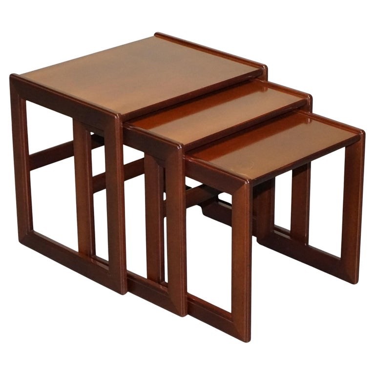 BRITISH G PLAN MID CENTURY HARDWOOD TEAK NESTING TABLES SLEEK MINIMALIST