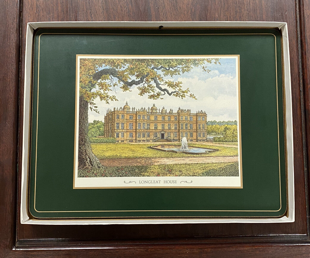 VINTAGE PIMPERNEL CORK COASTERS 'STATELY HOMES' SET OF 6 IN ORIGINAL BOX