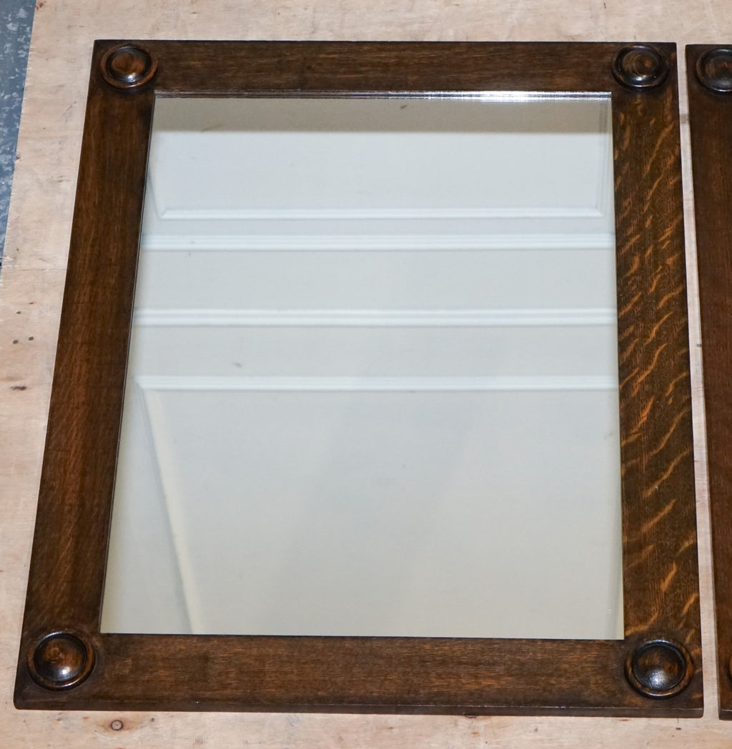 ANTIQUE CIRCA 1900 JACOBEAN STYLE PAIR OF RECTANGULAR WALL MIRRORS