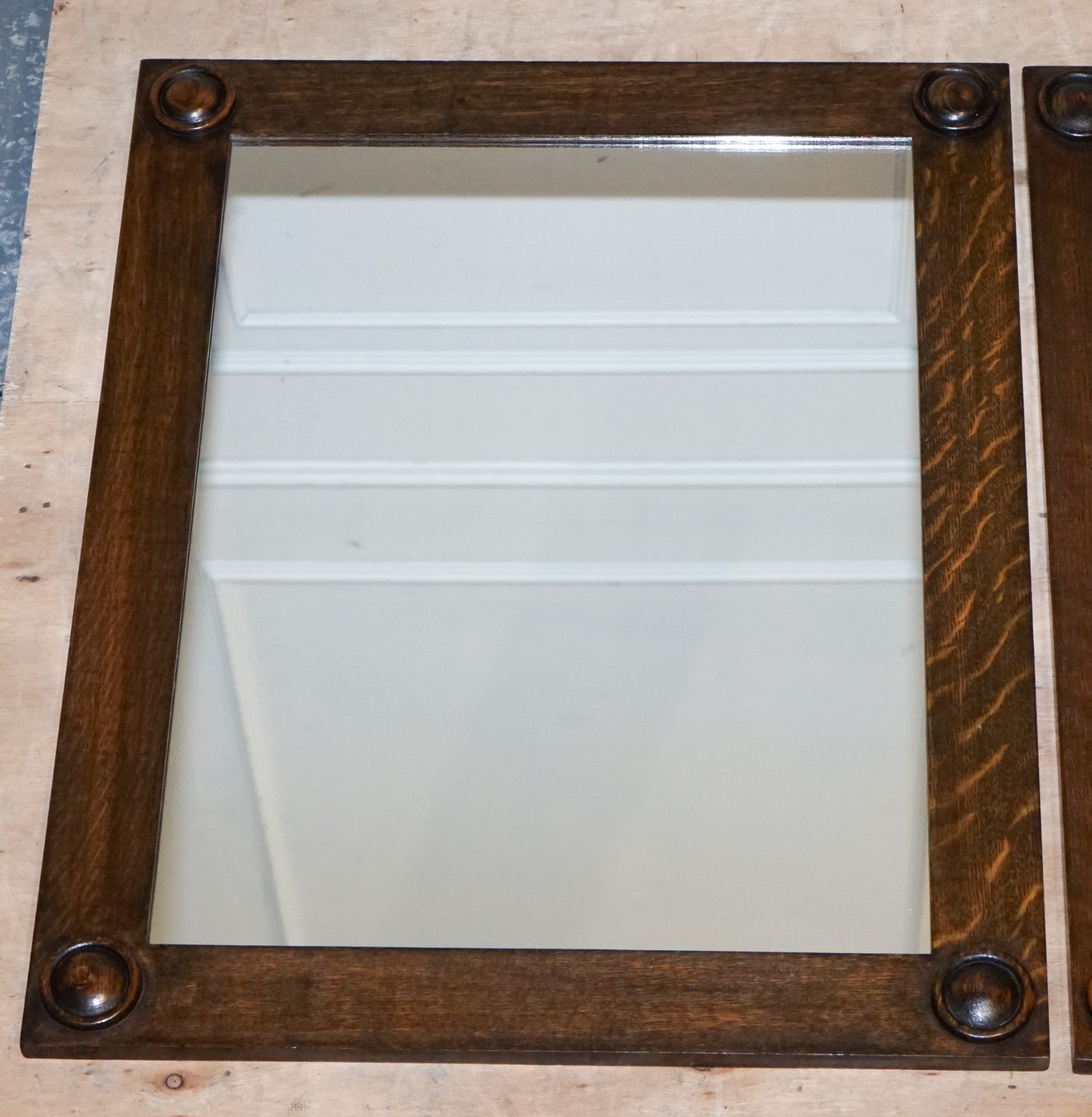 ANTIQUE CIRCA 1900 JACOBEAN STYLE PAIR OF RECTANGULAR WALL MIRRORS