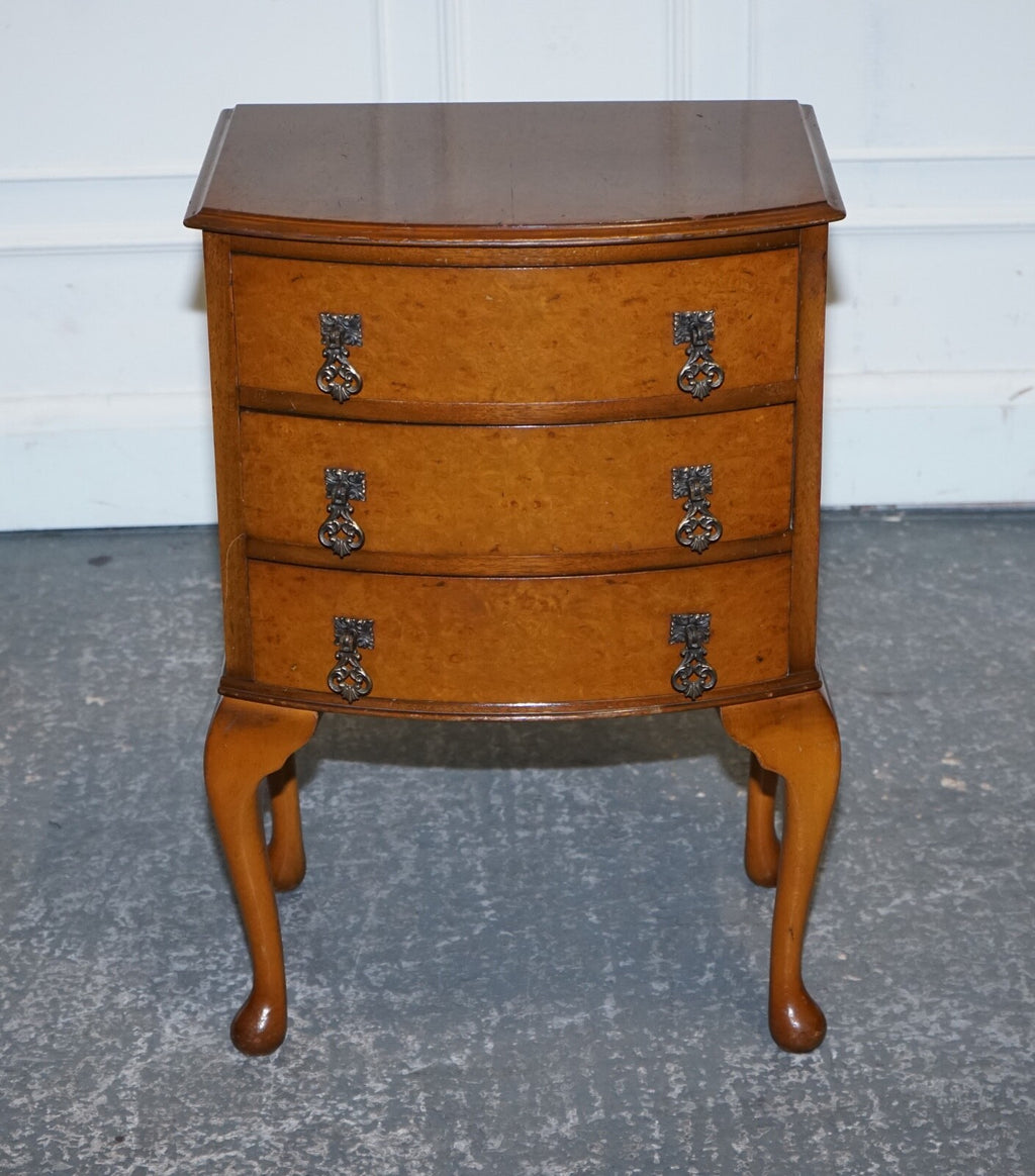GORGEOUS VINTAGE ART DECO STYLE BURR WALNUT SIDE END LAMP TABLE QUEEN ANNE LEGS