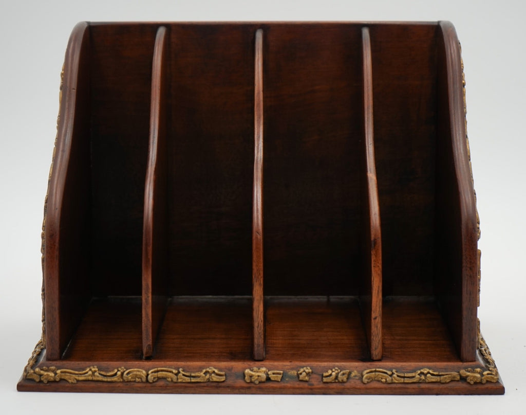 ANTIQUE ENGLISH WOODEN GILTED DESK CLERKS LETTER RACK ORGANISER