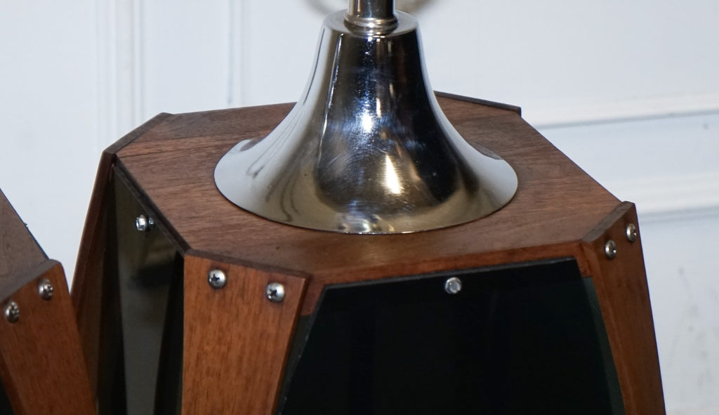 PAIR OF LARGE MODERN DANISH ACRYLIC & TEAK MID CENTURY LAMPS