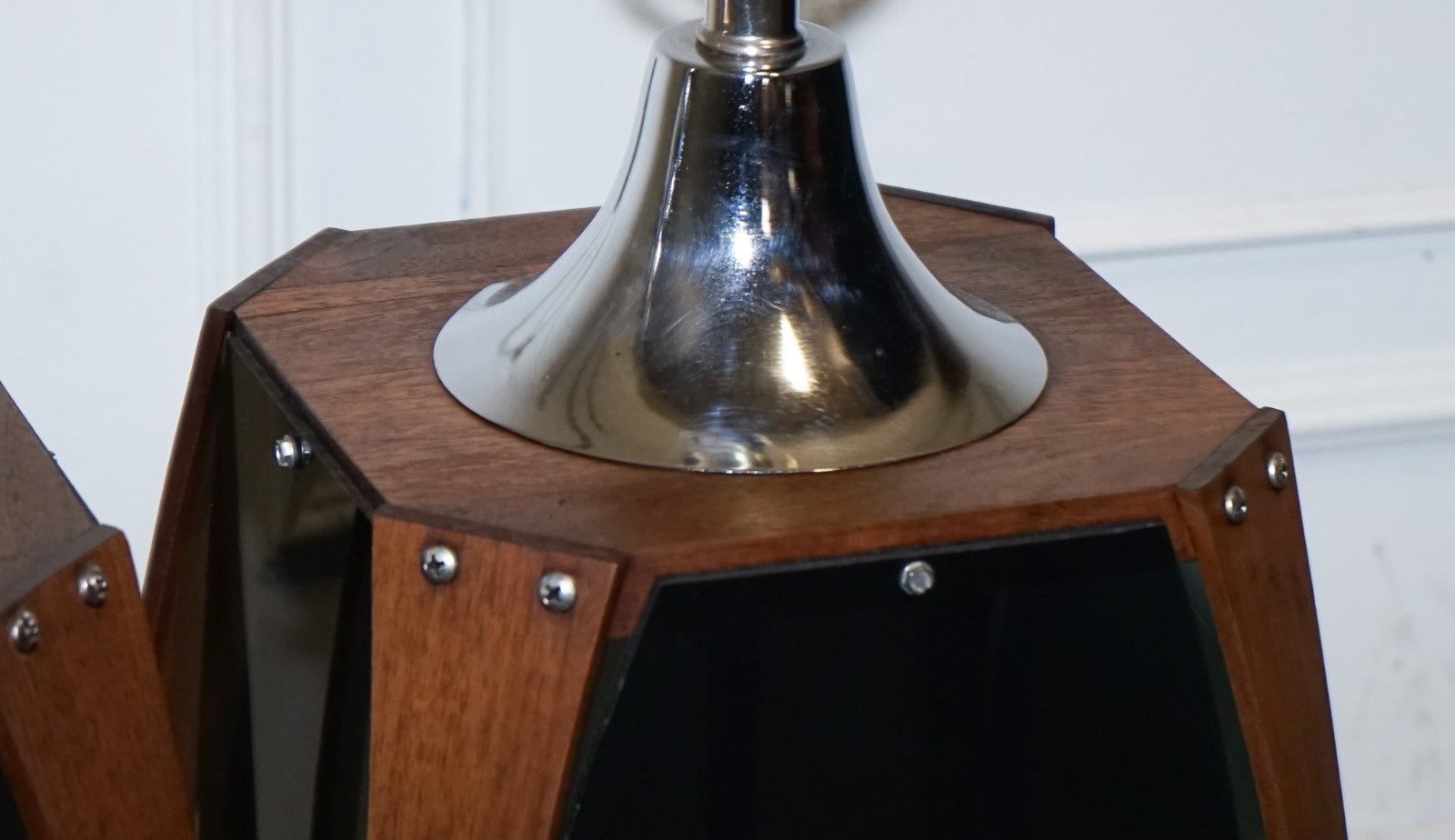 PAIR OF LARGE MODERN DANISH ACRYLIC & TEAK MID CENTURY LAMPS