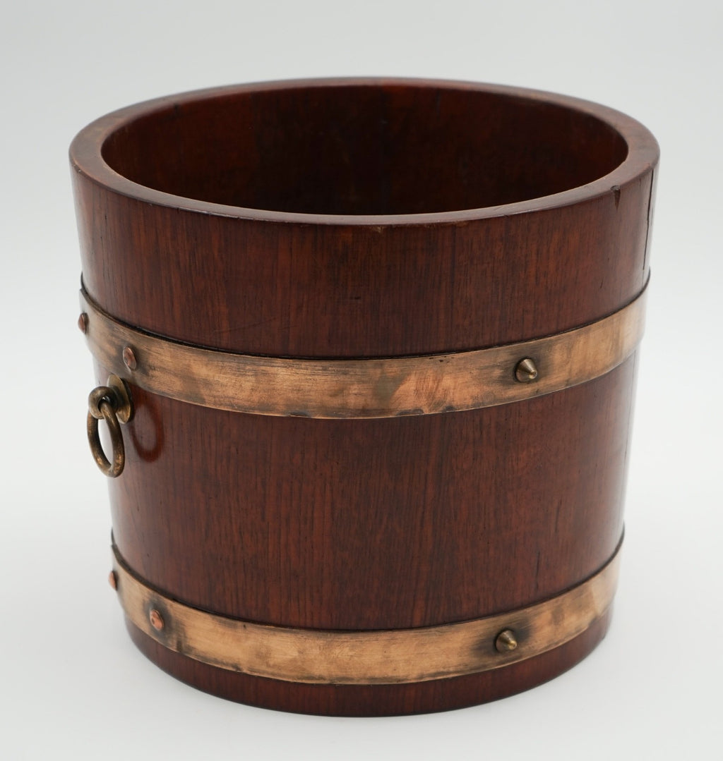 ANTIQUE R A LISTER & CO OAK 1900s EDWARDIAN BUCKET WITH BRASS BRACES