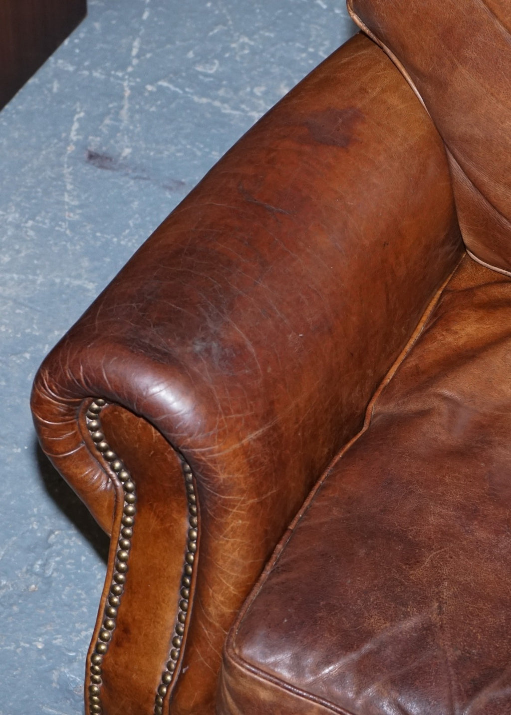 HALO TIMOTHY OULTON STYLE BALMORAL THREE SEATER BROWN HERITAGE LEATHER SOFA
