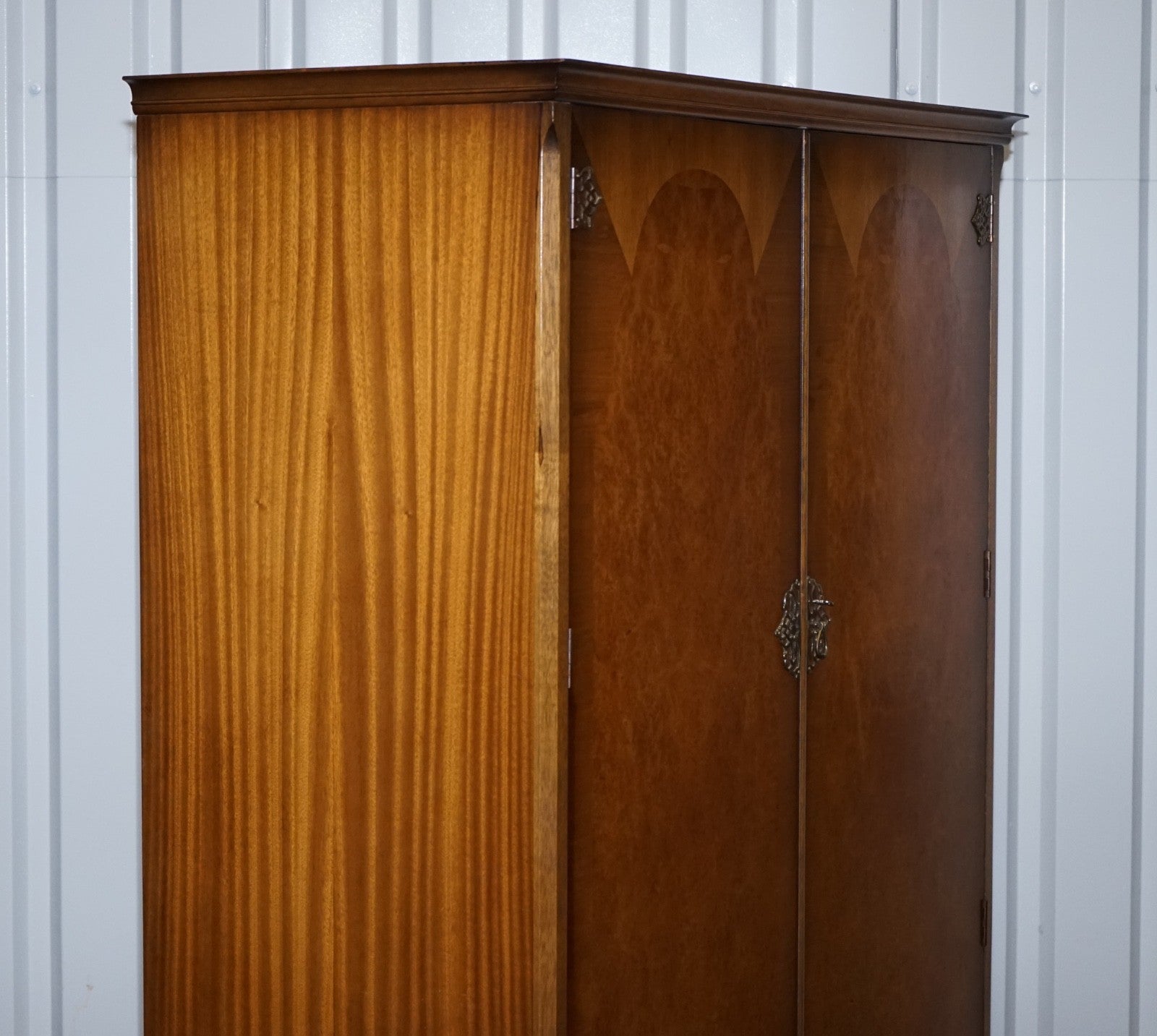 ART DECO STYLE ENGLISH WALNUT DOUBLE DOOR WARDROBE MADE BY DILLON, ENGLAND