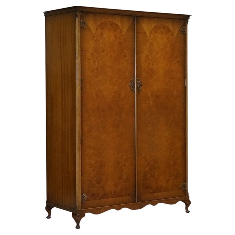 ART DECO STYLE ENGLISH WALNUT DOUBLE DOOR WARDROBE MADE BY DILLON, ENGLAND