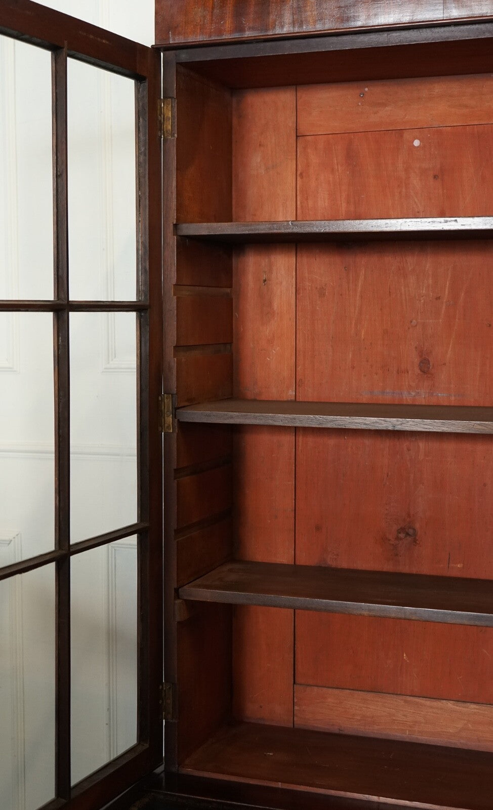 ANTIQUE DRESSER BOOKCASE DISPLAY CABINET ON CHEST OF DRAWERS BLACK LEATHER TOP