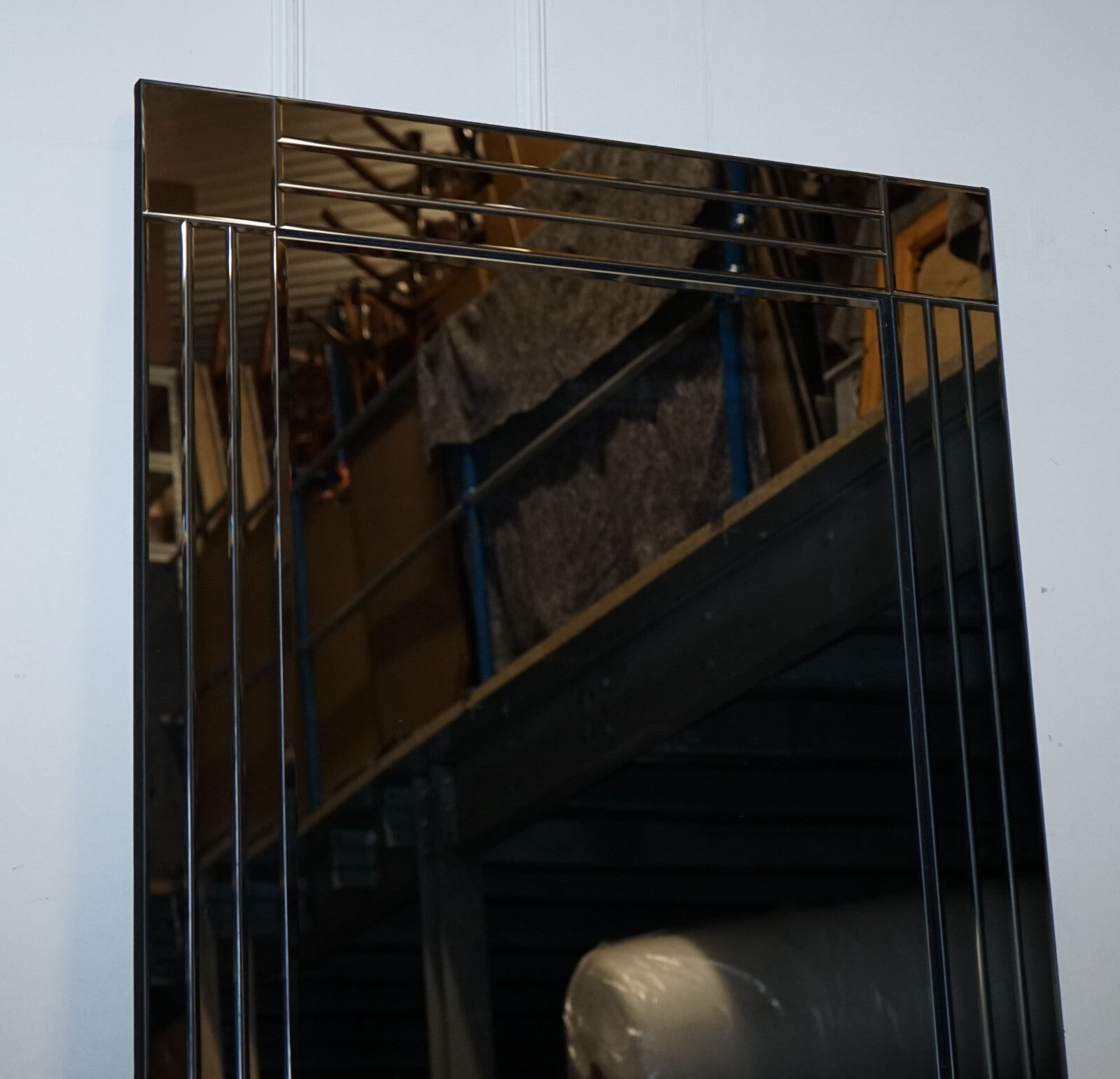 LOVELY EXTRA LARGE BEVELLED SiLVER ALL GLASS WALL MIRROR (2/2)