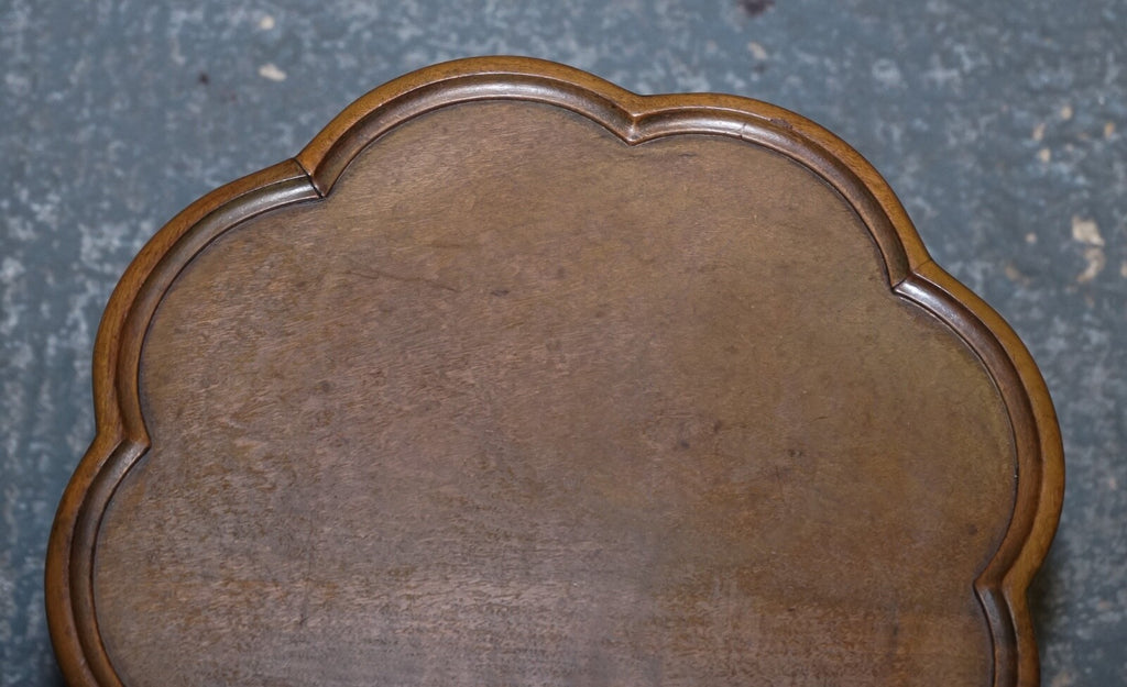 ANTIQUE WALNUT PIE CRUST WINE LAMP END SIDE OCCASIONAL TABLE WITH LOTS OF PATINA