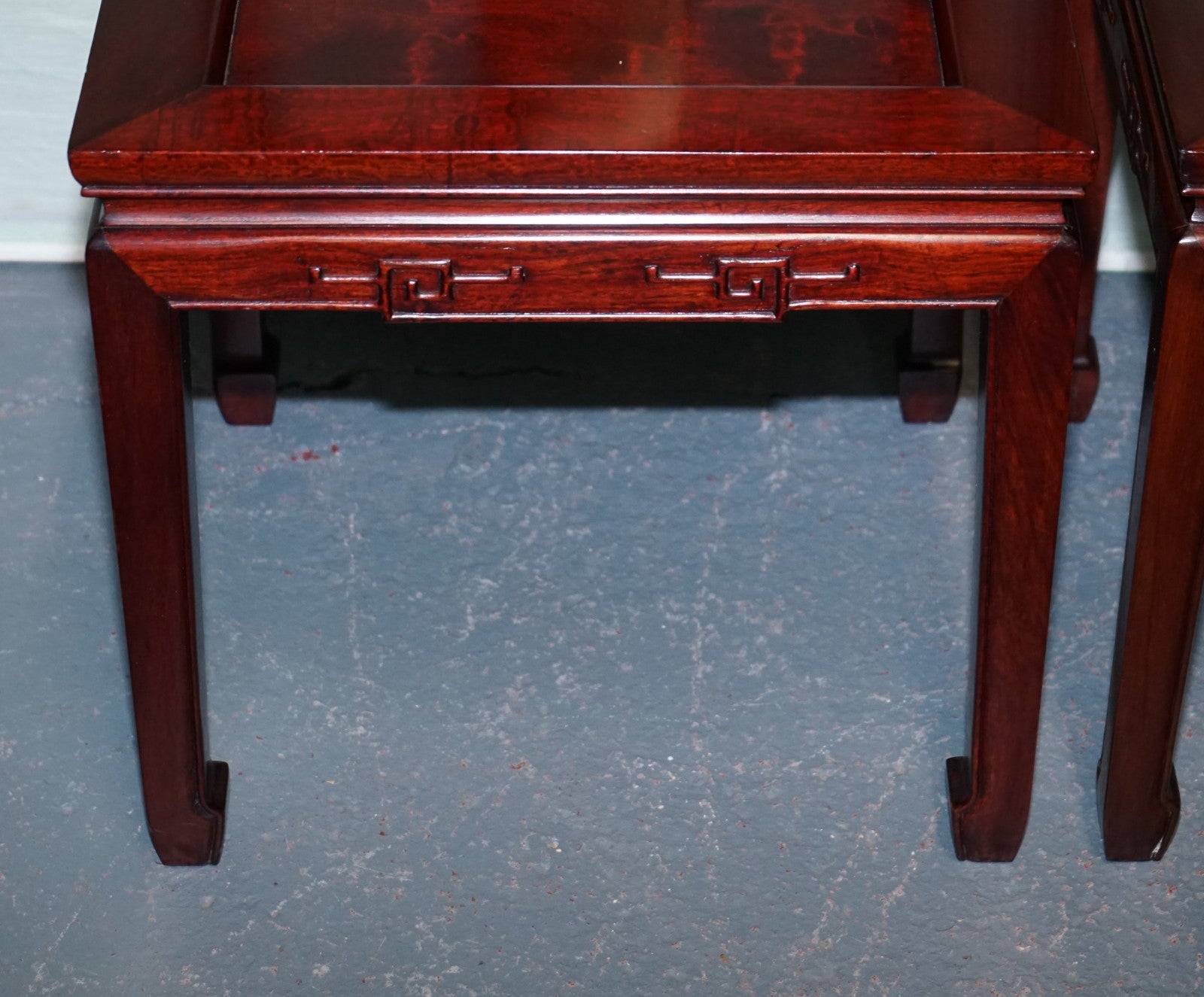 PAIR OF ORIENTAL CHINESE HARDWOOD MOTHER OF PEARL INLAID HALL CHAIRS