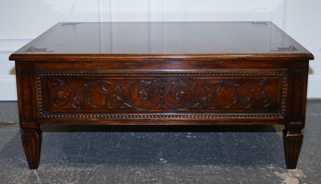 STUNNING AMERICAN THEODORE ALEXANDER COFFEE TABLE TWO DRAWERS & BUTLER TRAYS