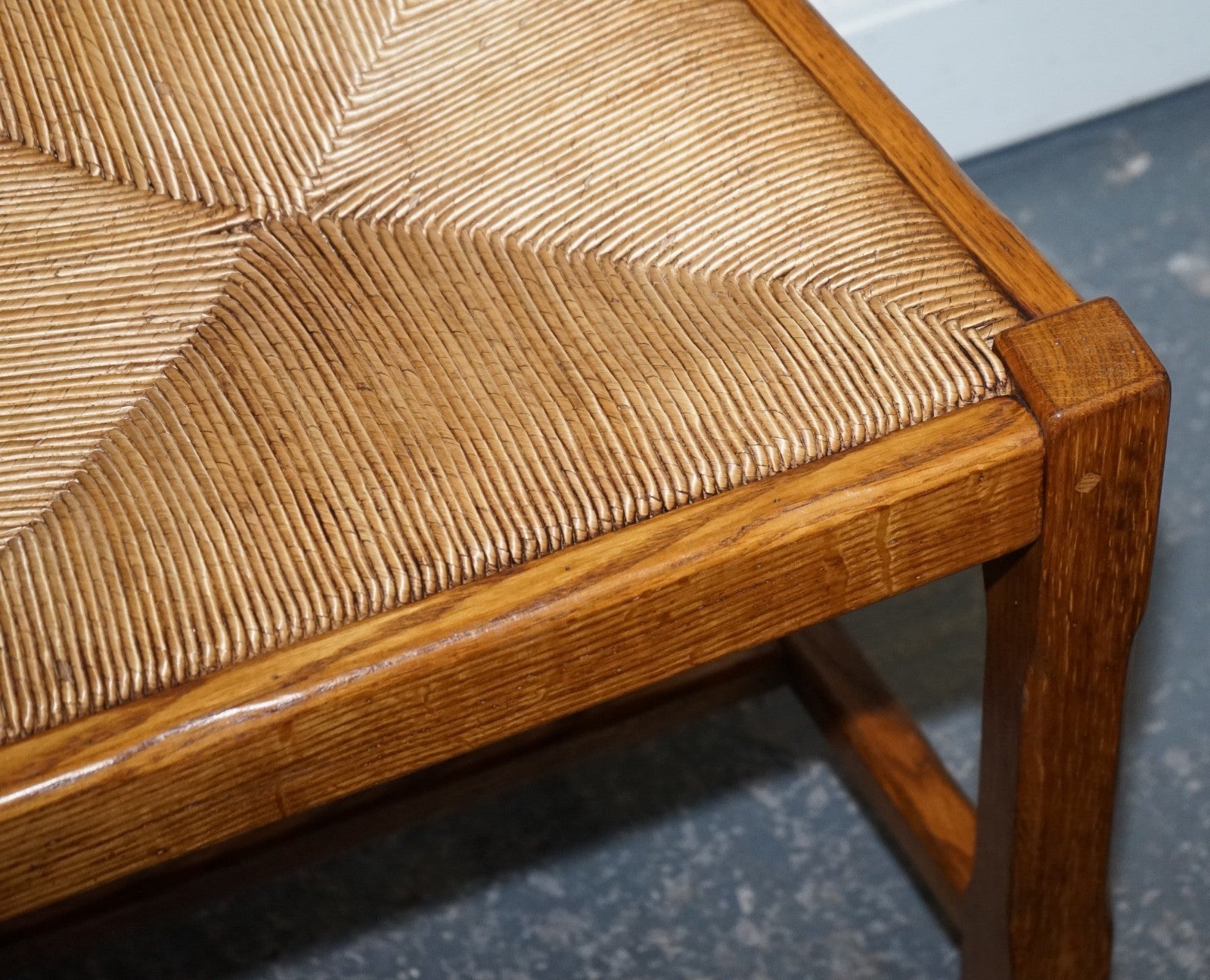 1950'S FRENCH SET OF 6 FARM COUNTRY HOUSE LADDER BACK DINING CHAIRS STRAW SEATS