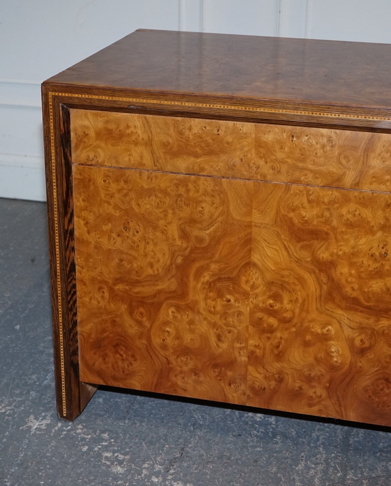 WARD BENNET BRICKEL ASSOCIATES RESTORED PAIR OF BURR WALNUT SIDEBOARDS