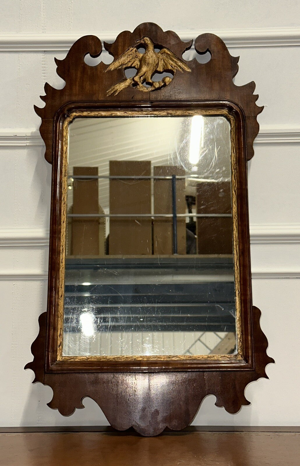 GEORGIAN CIRCA 1760 THOMAS CHIPPENDALE PHOENIX GILTWOOD MIRROR